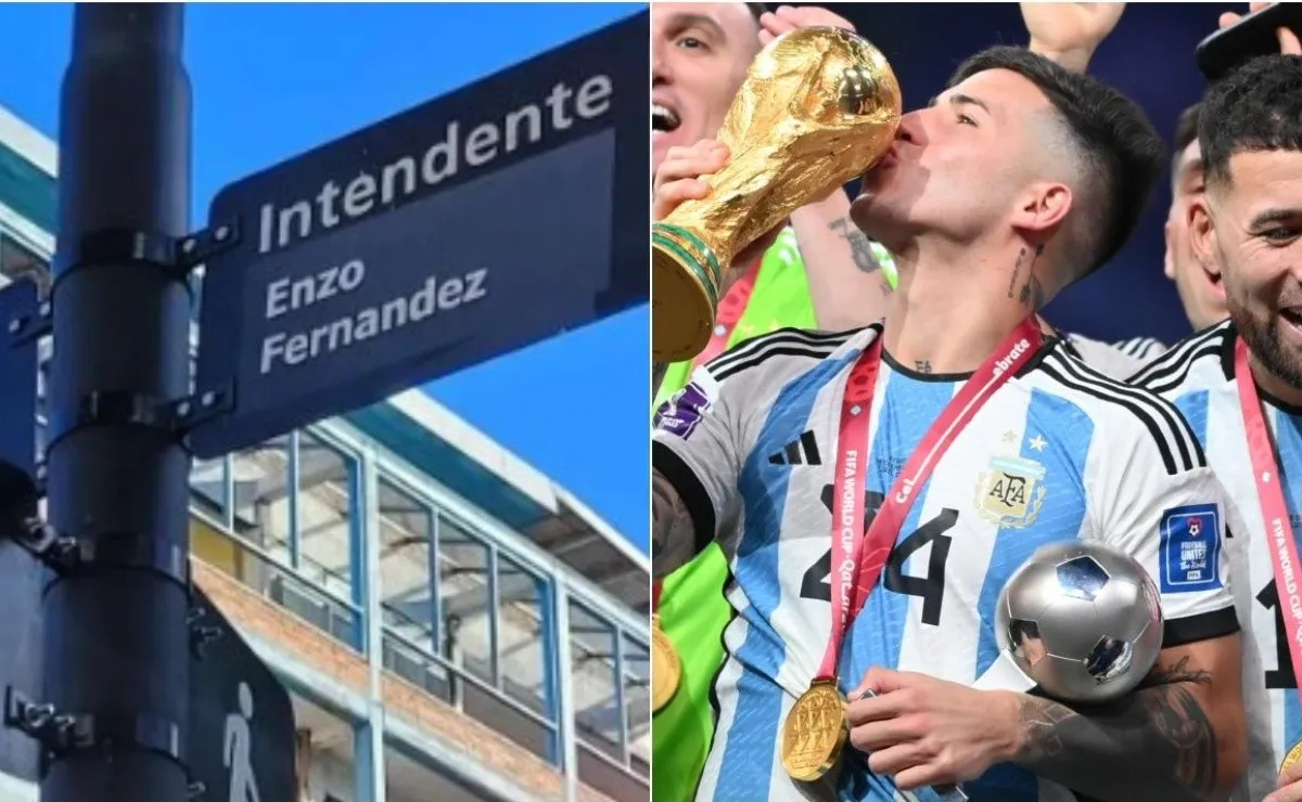 Vecinos de San Martín rebautizaron una calle con el nombre de Enzo Fernández.