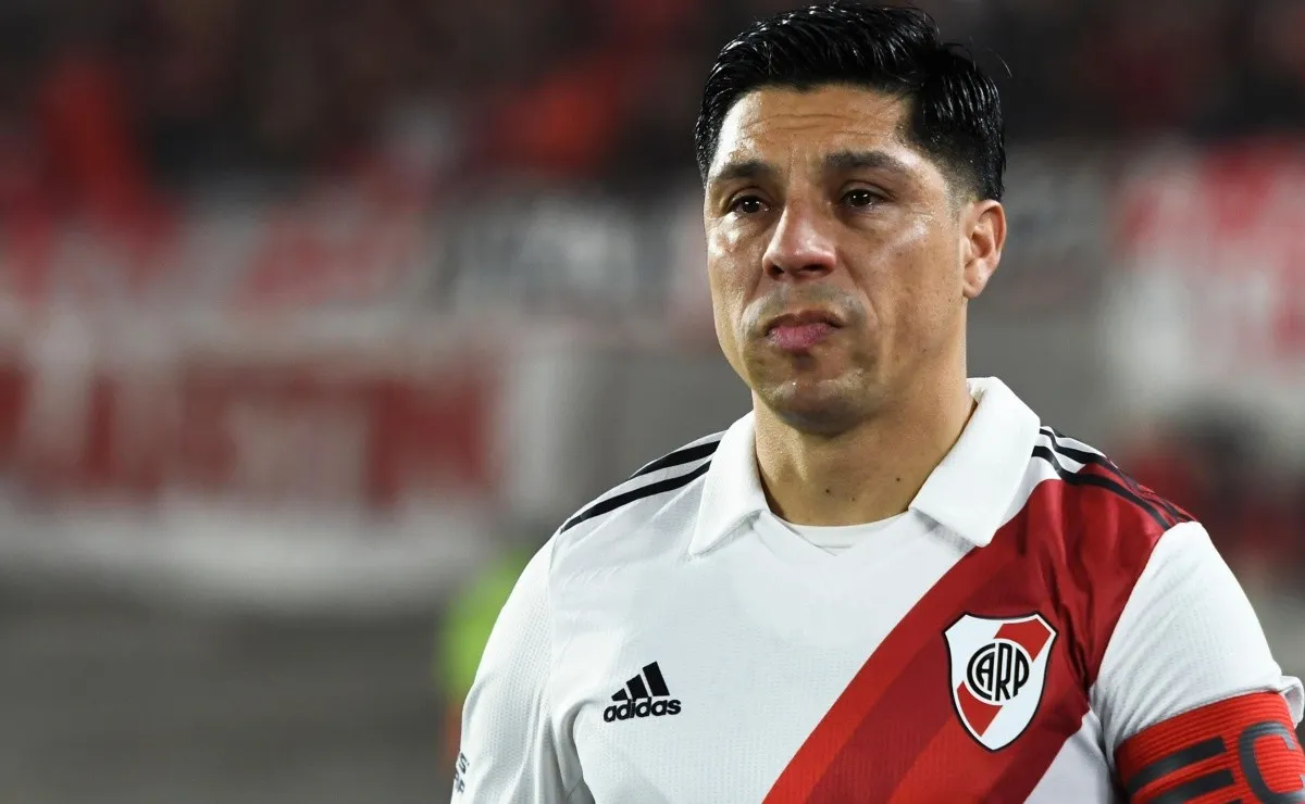 Enzo Pérez y un gesto lleno de emoción en el último partido de Gallardo en el Monumental.