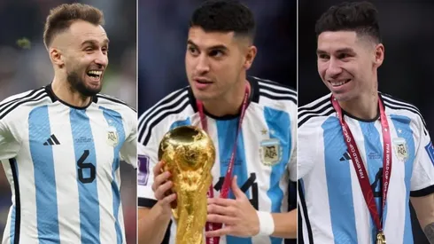 Germán Pezzella, Exequiel Palacios y Gonzalo Montiel