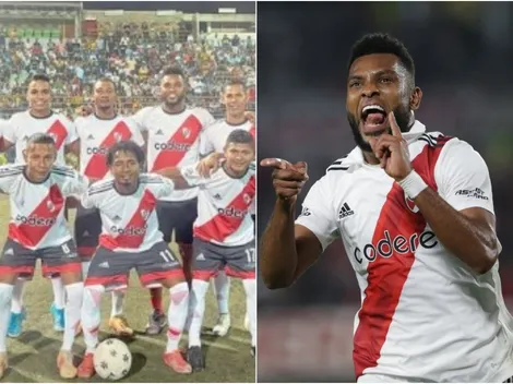 Borja vistió de River a su equipo para un partido de su fundación