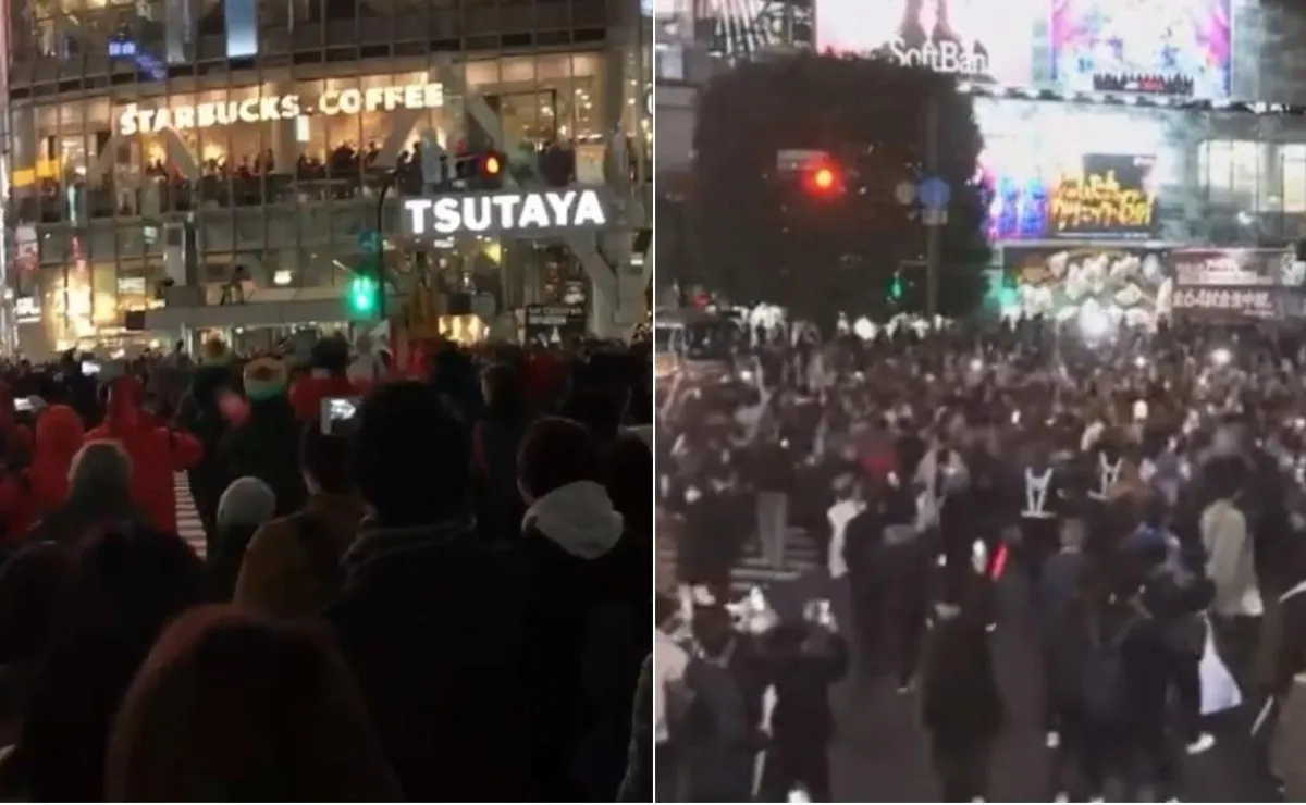 El cruce de Shibuya en 2015 con fanáticos de River y en 2022 con los japoneses que festejaron el triunfo ante Alemania.