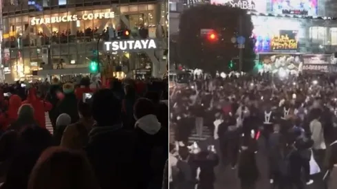 El cruce de Shibuya en 2015 con fanáticos de River y en 2022 con los japoneses que festejaron el triunfo ante Alemania.