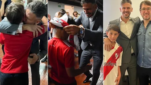 Micho junto a Federico, el hijo de Iván, un amigo de la infancia que viajó desde Justiniano Posse.