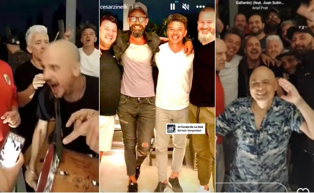 El Muñeco se divirtió junto a amigos del fútbol y la música.
