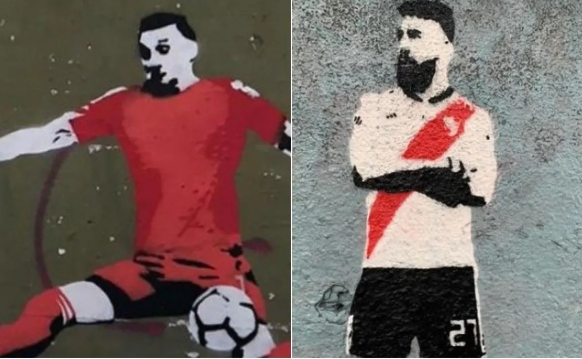 Los murales de Armani y Pratto.