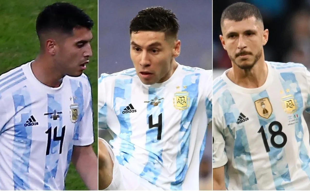 Exequiel Palacios, Gonzalo Montiel y Guido Rodríguez, tres de los seis ex River que irían al Mundial de Qatar.