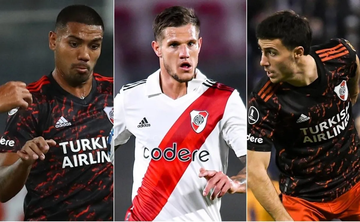 Martínez, Zuculini y Paradela, tres que podrían irse de River en 2023.