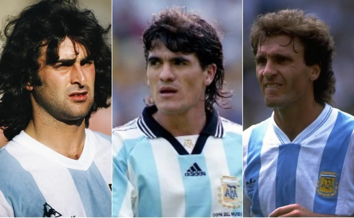 Mario Kempes, Ariel Ortega y Oscar Ruggeri, tres de los futbolistas de River que representaron a Argentina en un Mundial mientras vestían el Manto Sagrado.