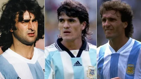 Mario Kempes, Ariel Ortega y Oscar Ruggeri, tres de los futbolistas de River que representaron a Argentina en un Mundial mientras vestían el Manto Sagrado.