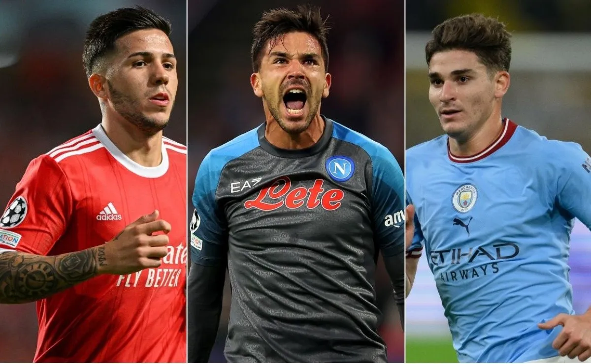 Enzo Fernández, Simeone y Julián, tres de los seis ex River que sellaron su pase a los octavos de la Champions League.