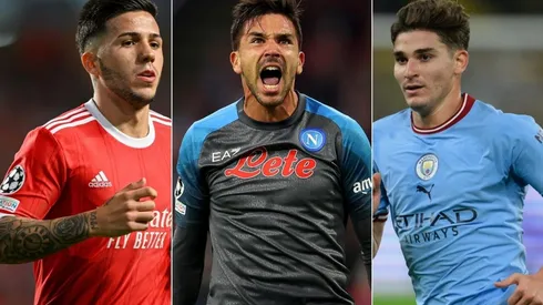 Enzo Fernández, Simeone y Julián, tres de los seis ex River que sellaron su pase a los octavos de la Champions League.