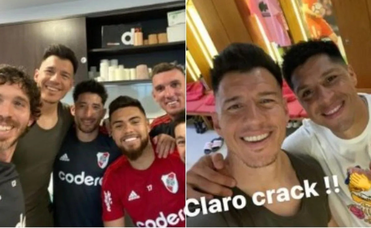 Beto en el River Camp junto a sus ex compañeros.