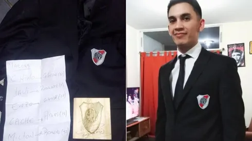 Agustín Islas con el saco del Muñeco, que luego devolvió.