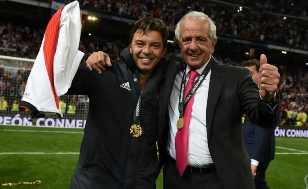 El ex presidente de River junto a Gallardo en Madrid.