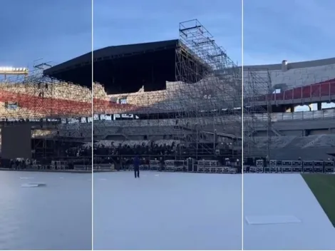 El campo de juego ya tiene la protección para el recital de los Guns N’ Roses