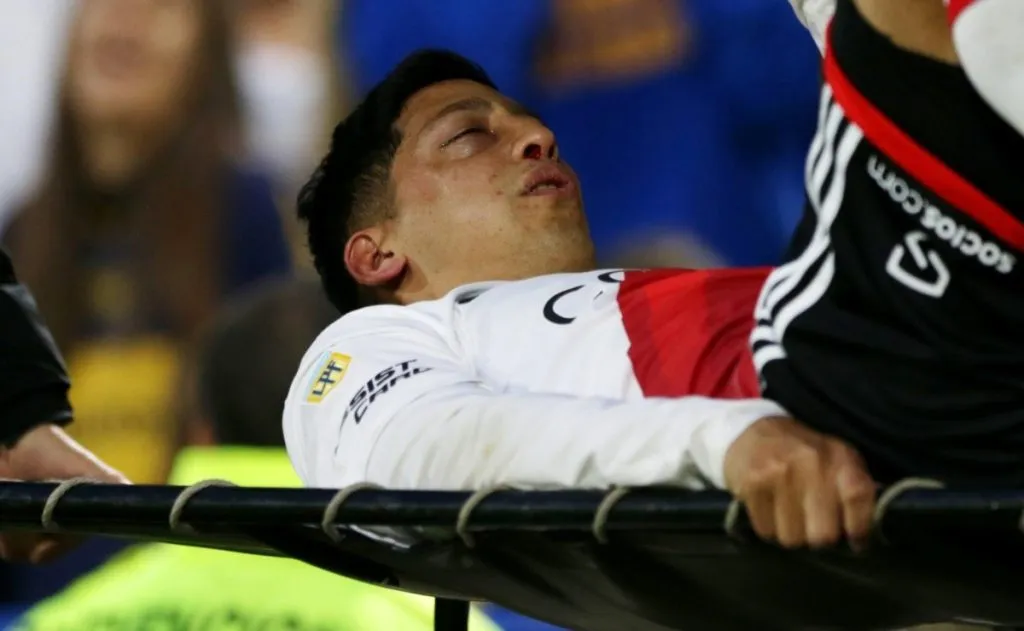 Rodrigo Aliendro sufrió una fractura ante Boca en 2022, la peor de sus lesiones hasta el momento.