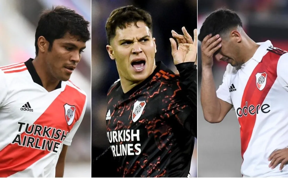 Rojas, Juanfer y Aliendro, los tres lesionados de River en la actualidad.
