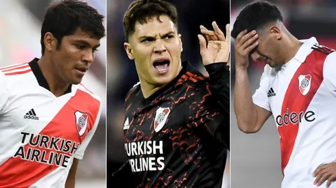 Rojas, Juanfer y Aliendro, los tres lesionados de River en la actualidad.