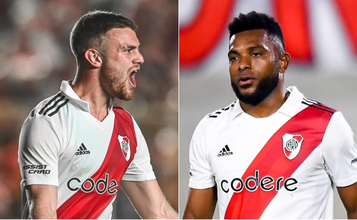 Lucas Beltrán y Miguel Ángel Borja pelean por un puesto en la delantera de River.