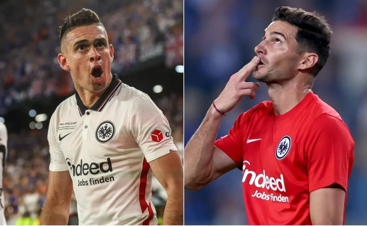 Rafael Santos Borré y Lucas Alario.