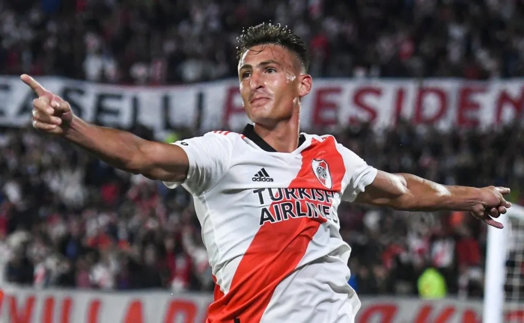 Braian Romero durante su etapa en el Millonario. Marcó goles claves en sus primeros partidos.