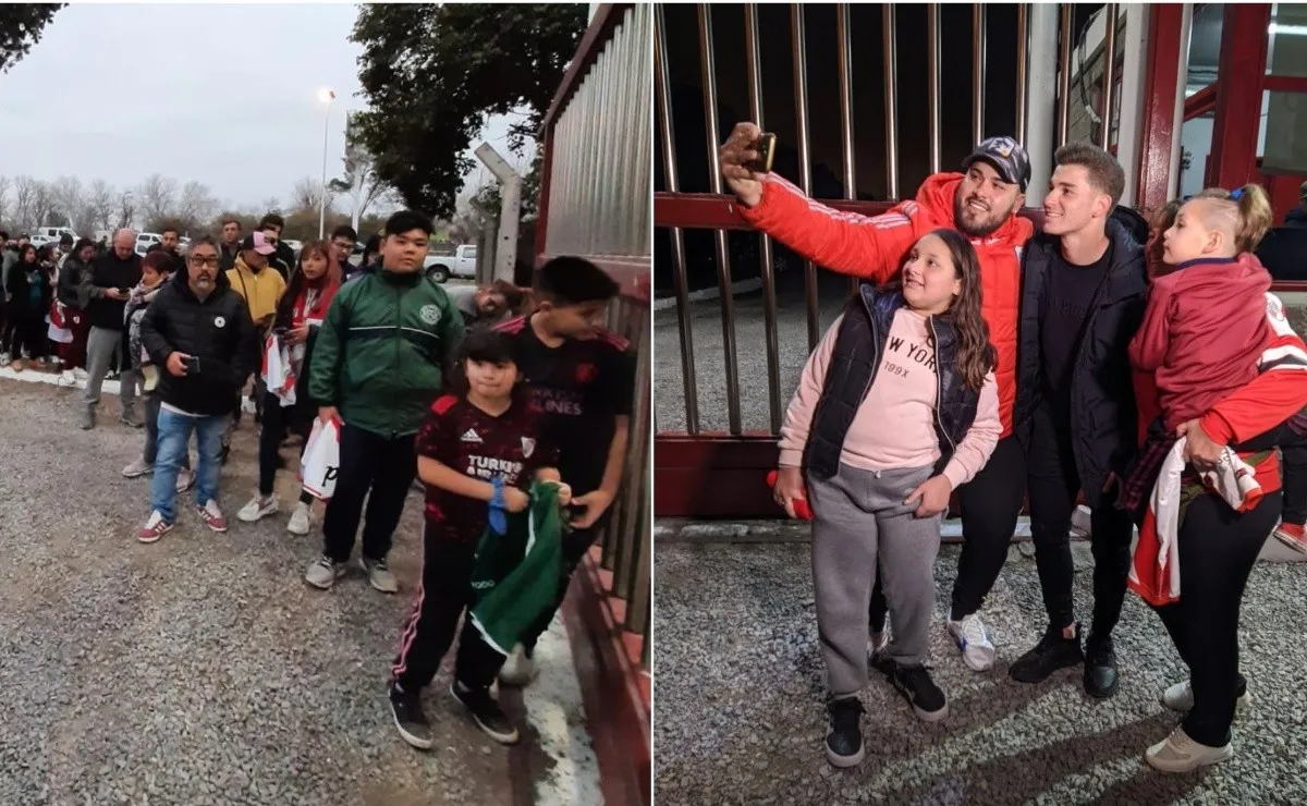 Los hinchas en la puerta del River Camp esperando por Julián.