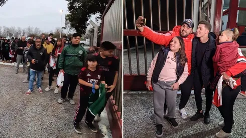 Los hinchas en la puerta del River Camp esperando por Julián.