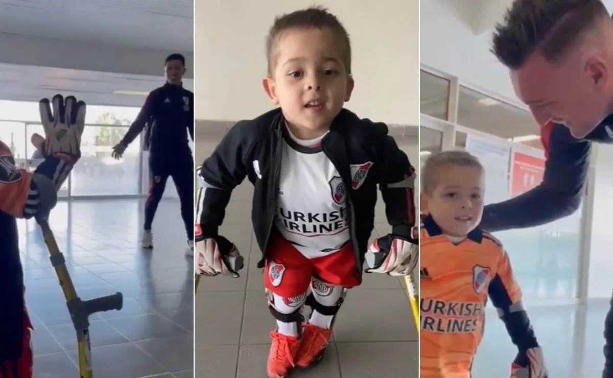 Joaco cumplió el sueño de conocer a sus ídolos y jugar un picadito con ellos.