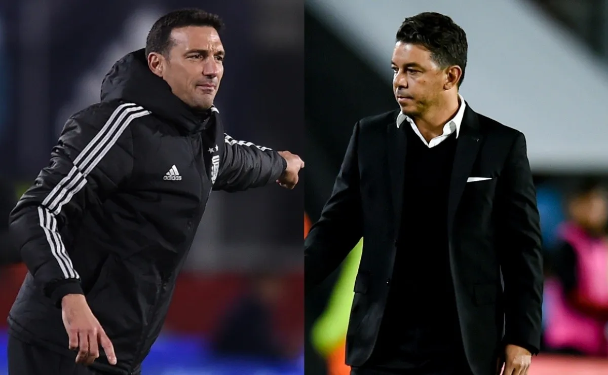 Scaloni tuvo un buen gesto con el entrenador de River luego del cortocircuíto público.