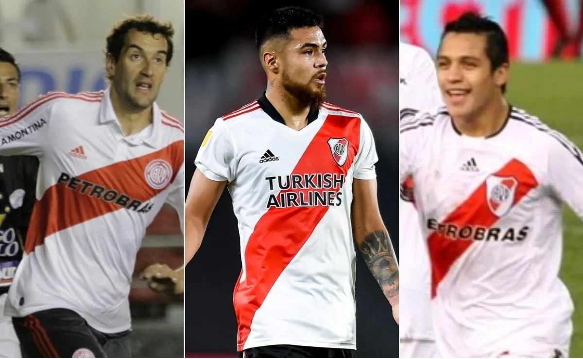 Alayes, Díaz y Sánchez, tres de los doce jugadores que vistieron las camisetas de River y Colo Colo a lo largo de la historia.