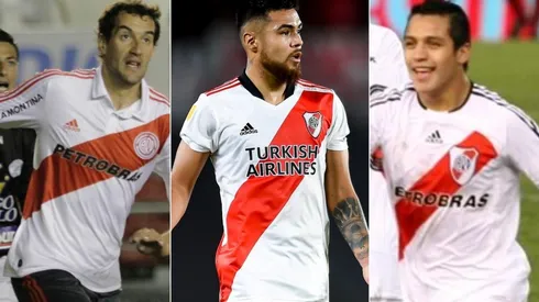 Alayes, Díaz y Sánchez, tres de los doce jugadores que vistieron las camisetas de River y Colo Colo a lo largo de la historia.