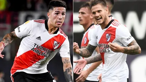 Enzo Fernández y Bruno Zuculini, dos que podrían jugar en el lugar que dejó vacante Enzo Pérez ante Colo Colo por la Copa Libertadores.