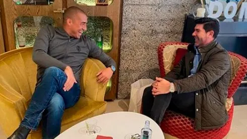 David Trezeguet junto a Marcelo Salas en un reencuentro de delanteros de River.