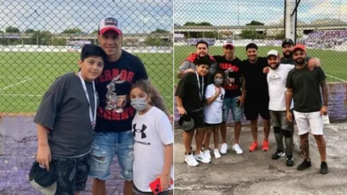 Enzo Pérez estuvo en el estadio de Sacachispas junto a sus hijos