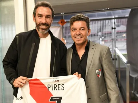 Robert Pires charló con Gallardo en el Monumental