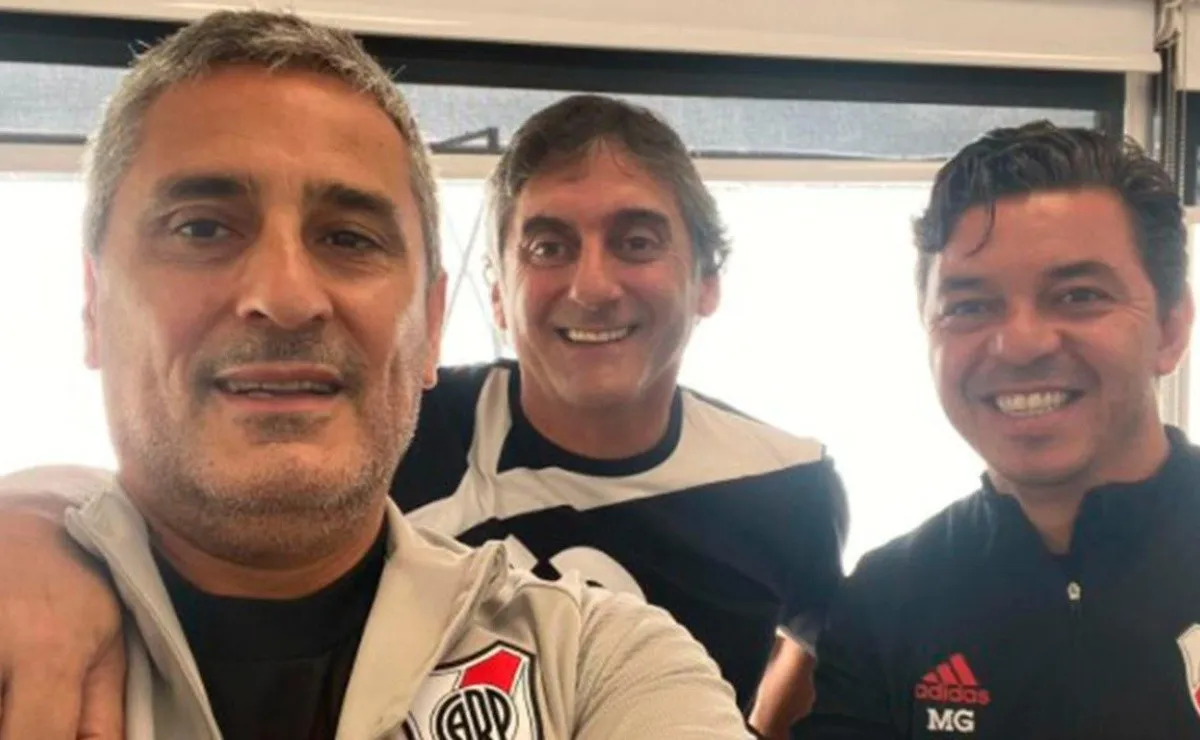 Hernán Díaz, Enzo Francescoli y Marcelo Gallardo, tres glorias de River como jugadores que actualmente trabajan en el club.