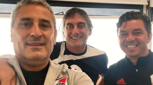 Hernán Díaz, Enzo Francescoli y Marcelo Gallardo, tres glorias de River como jugadores que actualmente trabajan en el club.