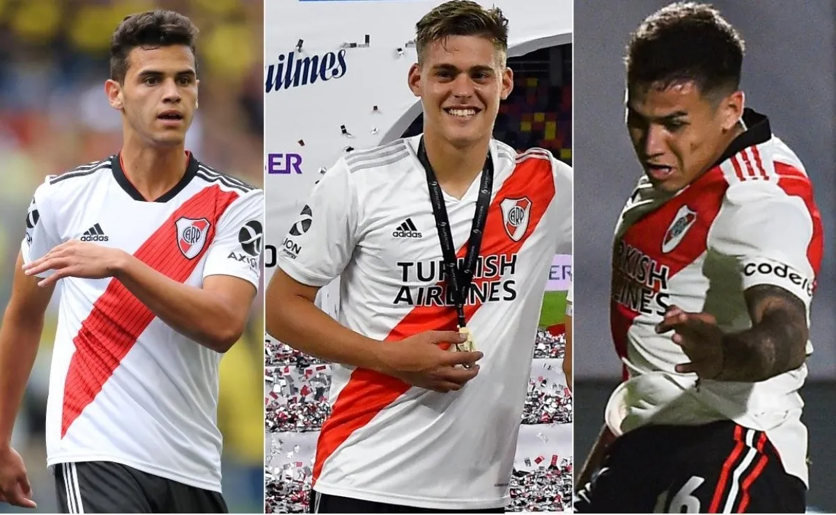 Cristian Ferreira, Federico Girotti y Alex Vigo, los tres jugadores que podrían dejar River en los próximos días.