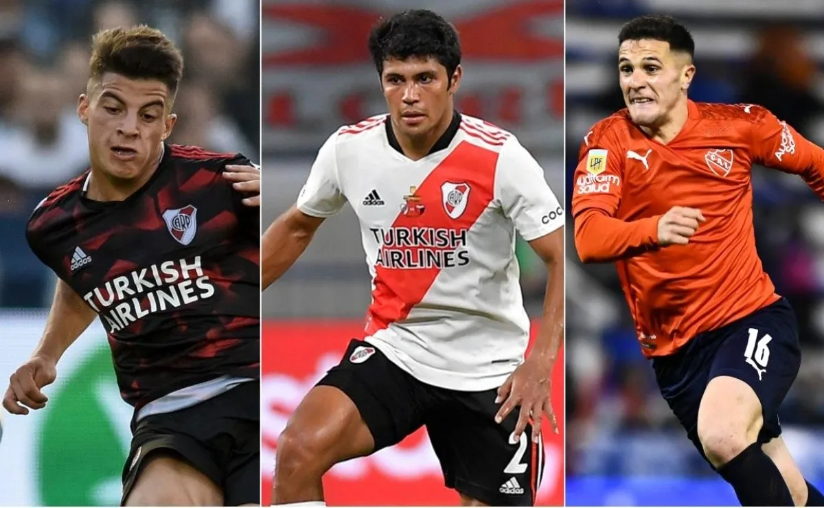 Elías López, Robert Rojas y Fabricio Bustos, tres de los laterales por derecha que podría tener Marcelo Gallardo en 2022.
