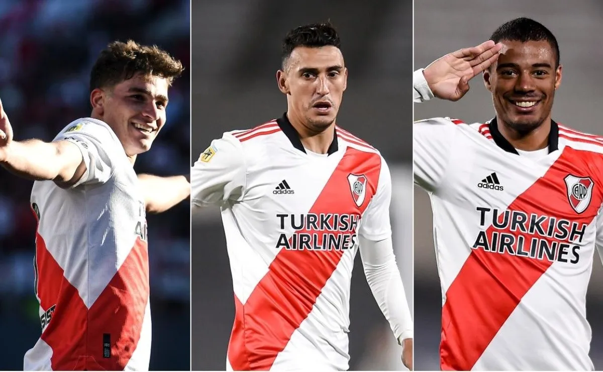Julián Álvarez, Matías Suárez y Nicolás De La Cruz, en el podio de los 10 mejores goles de River en 2021.