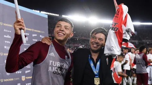 Marcelo Gallardo festejó el último título en el Monumental junto a sus hijos.