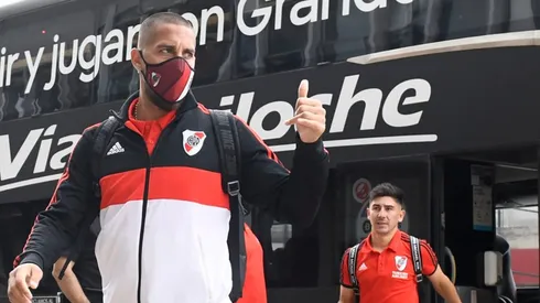 El Millonario ya está en el vestuario Ángel Labruna a la espera del partido.