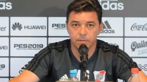 Marcelo Gallardo habla con la prensa antes del partido entre River y Platense por la fecha 21 de la Liga Profesional del próximo domingo.