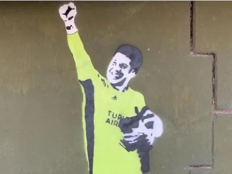 Enzo Pérez, inmortalizado en el Puente Labruna