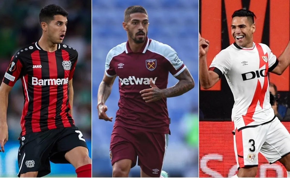 Exequiel Palacios, Manuel Lanzini y Radamel Falcao son 3 de los 14 futbolistas surgidos de la cantera de River que se destacan en las principales ligas del mundo.