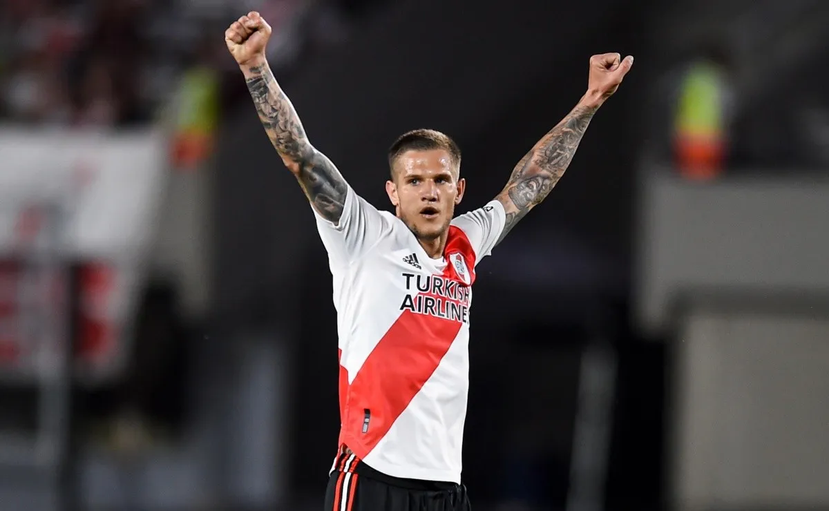 Bruno Zuculini marcó un golazo en el triunfo de River ante Argentinos.