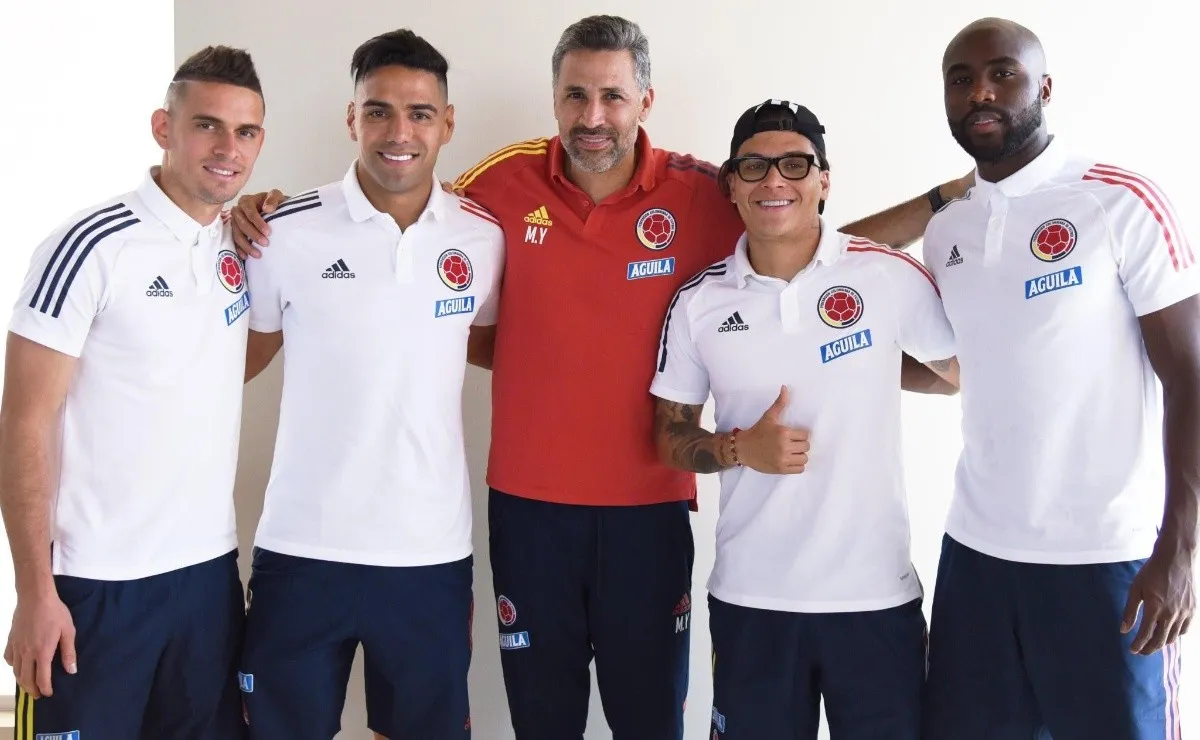 Rafael Santos Borré, Radamel Falcao, Mario Yepes, Juanfer Quintero y Éder Álvarez Balanta, los ex River que estuvieron juntos en la Selección Colombia.