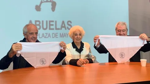 Rodolfo D'Onofrio, Estela de Carlotto y Jorge Amor Ameal se unieron para afianzar el compromiso tanto de River como de Boca por la Memoria, Verdad y Justicia.