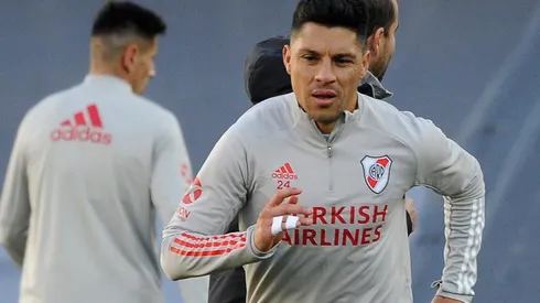 Enzo Pérez se entrenó diferenciado en el River Camp este martes y su presencia ante San Lorenzo dependerá de su evolución en los próximos días.