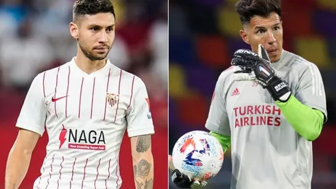 Gonzalo Montiel convirtió su primer gol en el Sevilla y Enroque Bologna lo gastó en las redes sociales.